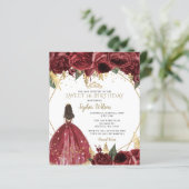 Papier Budget Burgundy Princess Sweet 16 Invitation (Debout devant)
