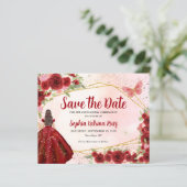 Papier Budget Burgundy Princesse Quinceañera Enregistrer  (Debout devant)