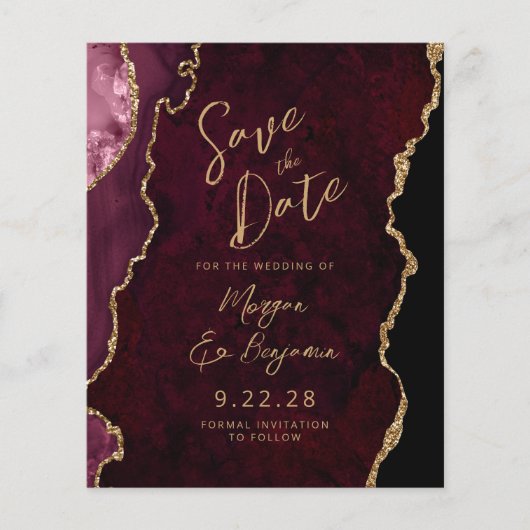 Papier Budget Burgundy Red Agate Script Enregistrer la da (Devant)