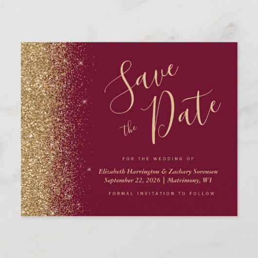 Papier Budget Burgundy Red Gold Parties scintillant Enreg (Devant)