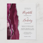 Papier Budget Burgundy Silver Agate Gray Wedding Invite (Devant)