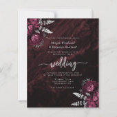 Papier Budget Burgundy Silver Floral Faire-part de mariag (Devant)