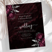 Papier Budget Burgundy Silver Floral Faire-part de mariag