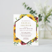 Papier Budget Burgundy Tournesol nuptiale Invitation (Debout devant)