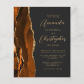 Papier Budget Burning Orange Agate Faire-part de mariage (Devant)