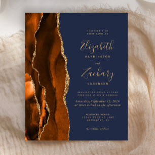 Papier Budget Burning Orange Agate Faire-part de mariage