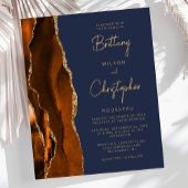 Papier Budget Burnt Orange Agate Blue Wedding Invitation