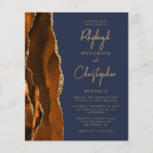 Papier Budget Burnt Orange Agate Blue Wedding Invitation (Devant)