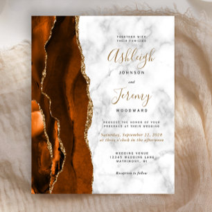 Papier Budget Burnt Orange Agate Marbre Mariage Invitatio