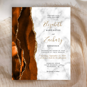 Papier Budget Burnt Orange Agate Marbre Mariage Invitatio