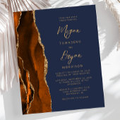 Papier Budget Burnt Orange Agate Marine Blue Wedding Invi