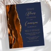 Papier Budget Burnt Orange Dark Blue Agate Mariage Invite