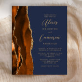 Papier Budget Burnt Orange Dark Blue Agate Mariage Invite