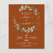 Papier Budget Burnt Orange Eucalyptus Invitations de mari (Devant)