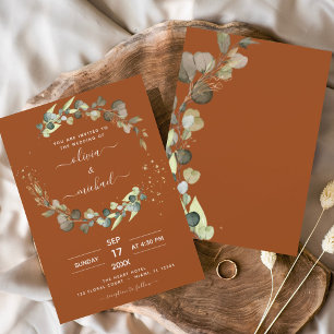 Papier Budget Burnt Orange Eucalyptus Invitations de mari