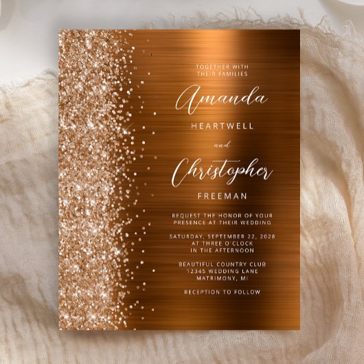 Papier Budget Burnt Orange Glam Metallic Wedding Invitati