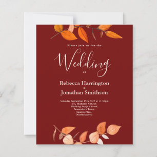 Papier Budget Burnt Orange Leaf Rouge Mariage RSVP Invita