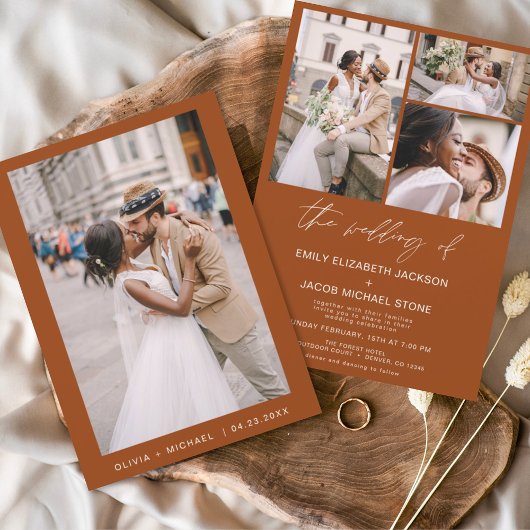Papier Budget Burnt Orange Photo Faire-part de mariage