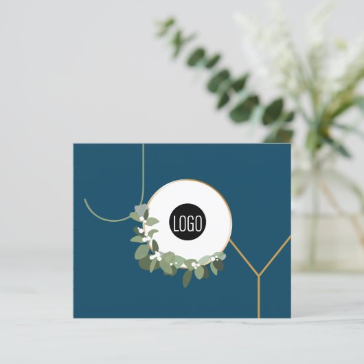 Papier Budget Business Logo Joyeuses Fêtes Joyeux Bleu (Debout devant)