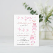 Papier Budget Butterfly Pink Girl Baby Shower Invite (Debout devant)