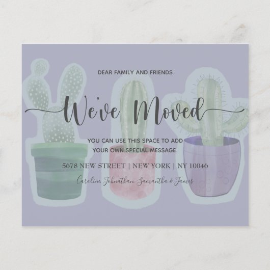 Papier Budget Cactus Aquarelle Nouveau Faire-part (Dos)