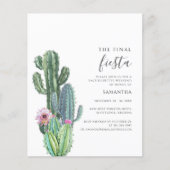 Papier Budget Cactus Bachelorette Party Invitation (Devant)