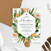 Papier Budget Cactus Fleurs Cadre Dédication Invitation