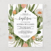 Papier Budget Cactus Flowers Frame Baptism Invitation (Devant)