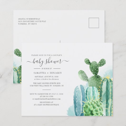 Papier Budget Cactus Plante Botanique Couples Baby shower (Devant / Derrière)