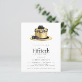 Papier Budget Cake Gold Black 50e anniversaire Invitation (Debout devant)