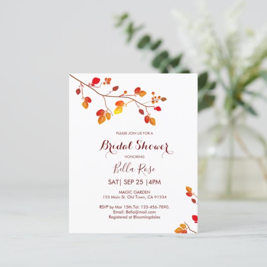 Papier Budget Calligraphie Automne Bridal Showback Invita (Debout devant)
