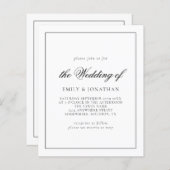 Papier Budget Calligraphie Noir Blanc Mariage invite (Devant / Derrière)