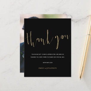 Papier Budget Calligraphie Photo Gold Black Mariage Merci