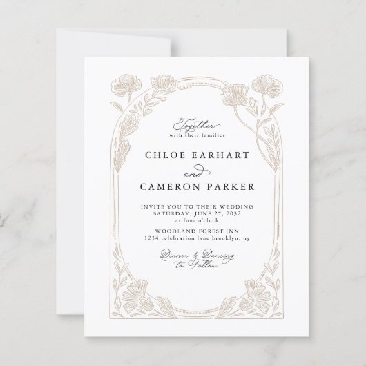 Papier Budget Calligraphie Rose Orchard Jardin Mariage (Devant)