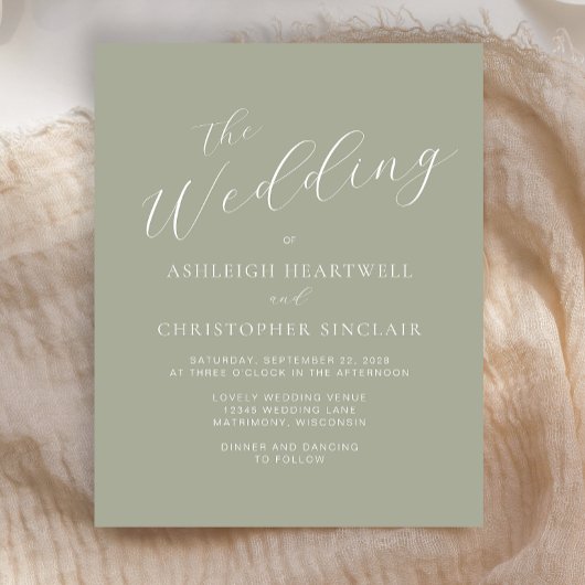 Papier Budget Calligraphie Sage Green Faire-part de maria