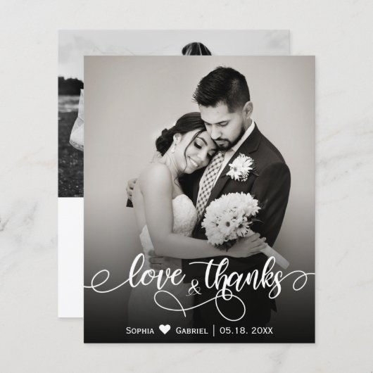 Papier Budget Calligraphie Script Mariage amour et merci (Devant / Derrière)