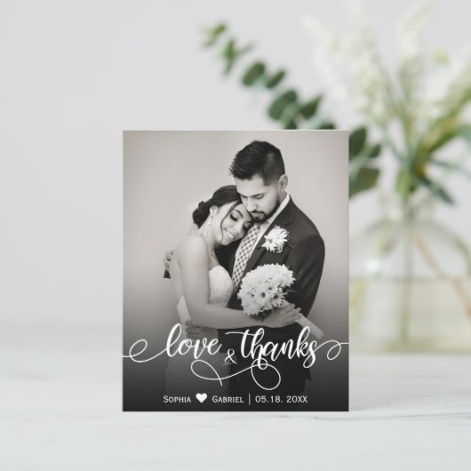 Papier Budget Calligraphie Script Mariage amour et merci (Debout devant)