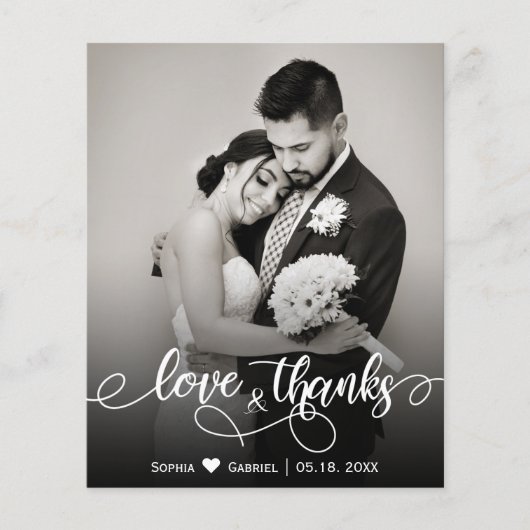 Papier Budget Calligraphie Script Mariage amour et merci (Devant)