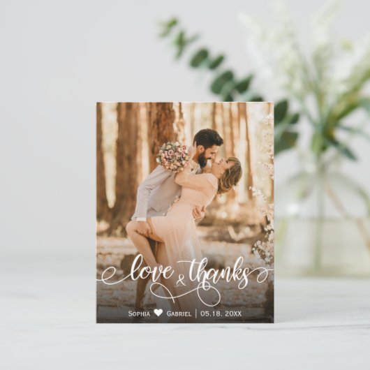 Papier Budget Calligraphie Script Mariage amour et merci (Debout devant)