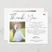 Papier Budget calligraphie script photo mariage merci (Devant / Derrière)