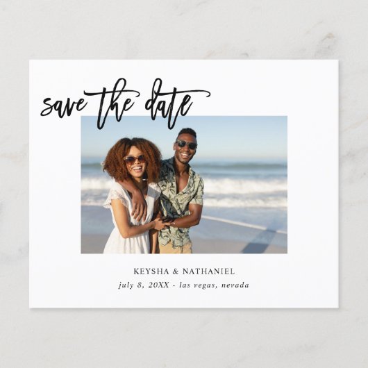 Papier Budget Calligraphie Uno Photo Enregistrer la date (Devant)