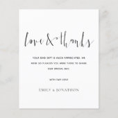 Papier Budget Calligraphy Love and Thanks Mariage photo (Devant)