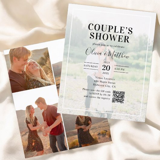 Papier Budget Calligraphy QR Code Photo Couples Shower