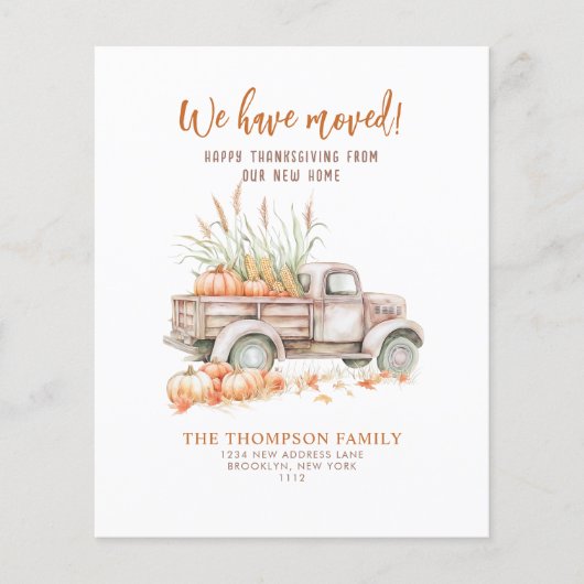 Papier BUDGET Camion de Citrouille Thanksgiving Déménagem (Devant)