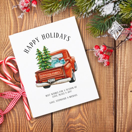 Papier Budget Camionnette Rouge Joyeux Noël Arbre de Noël