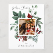 Papier Budget Cardinal Bird & Pine Joyeux Noël Photo (Devant)