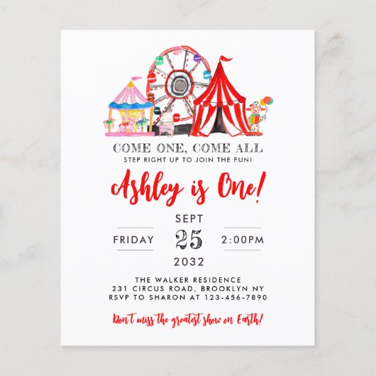 Papier Budget Carnaval Cirque Fair Show Fête Anniversaire (Devant)