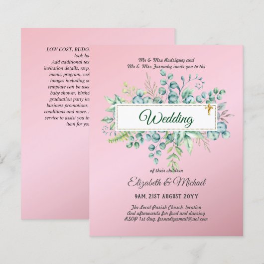 Papier Budget CATHOLIQUE MARIAGE chrétien INVITATIONS ver (Devant / Derrière)