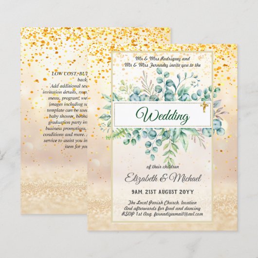 Papier Budget CATHOLIQUE MARIAGE chrétien INVITATIONS ver (Devant / Derrière)