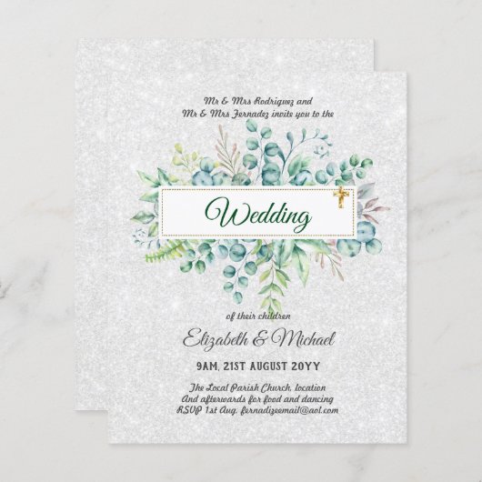 Papier Budget CATHOLIQUE MARIAGE chrétien INVITATIONS ver (Devant / Derrière)